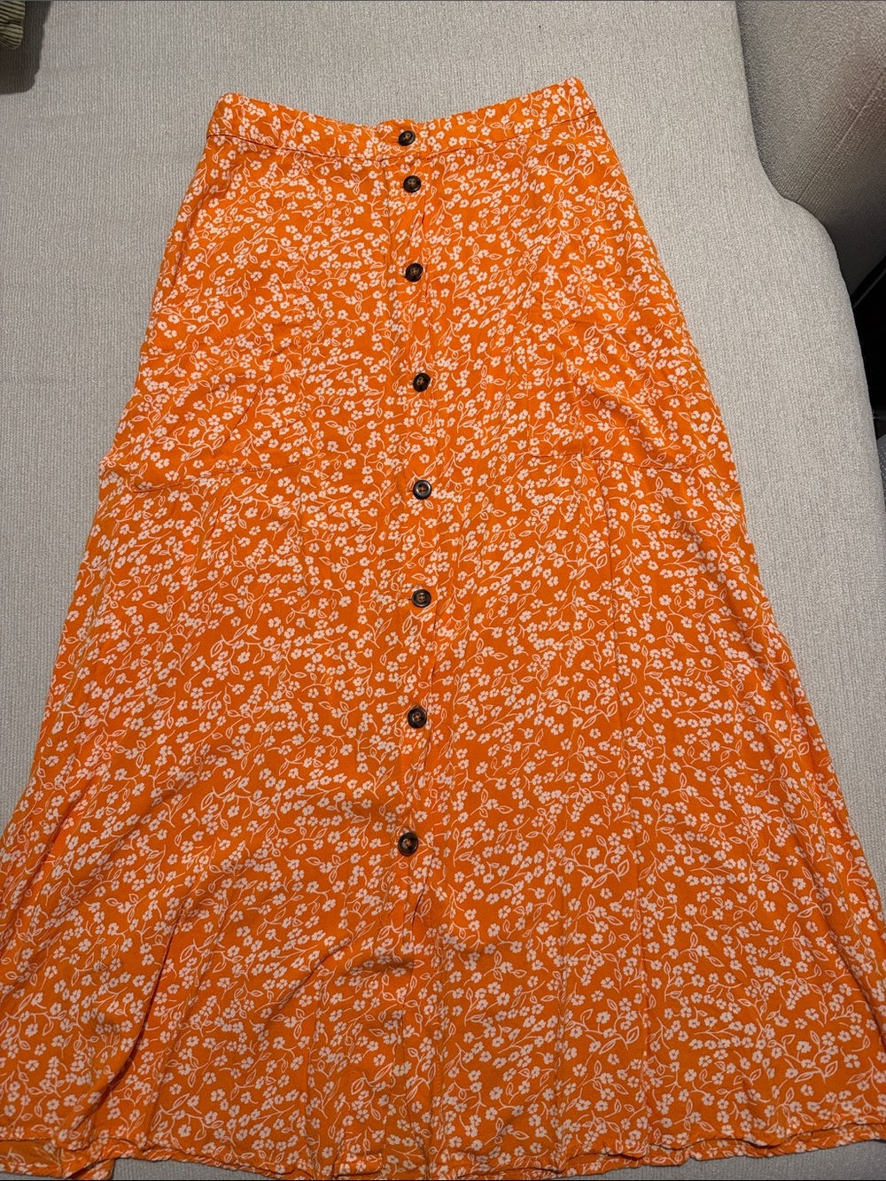 ASOS Orange Floral Button-Down Maxi Skirt